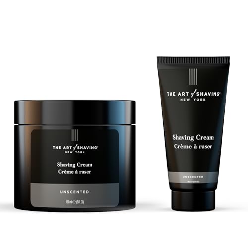 The Art of Shaving Unscented Shaving Cream - Hydrates, Protects Sensitive Skin - 5oz + 2.5oz