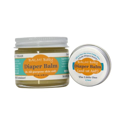 BALM! Baby Diaper Balm - Soothing Organic Skin Aid, Cloth Diaper Safe - 2oz Jar & Travel Tin