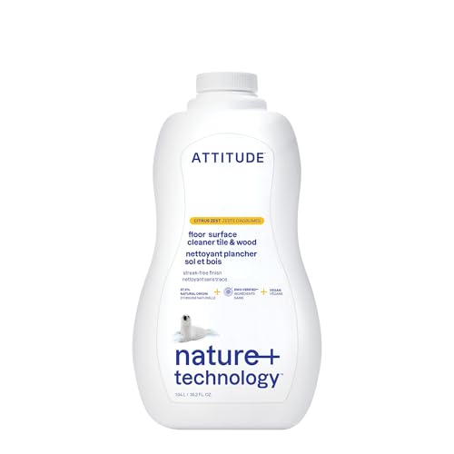 ATTITUDE Floor Cleaner - EWG Verified, Streak-Free, Natural Ingredients, Citrus Zest - 35.2 Fl Oz