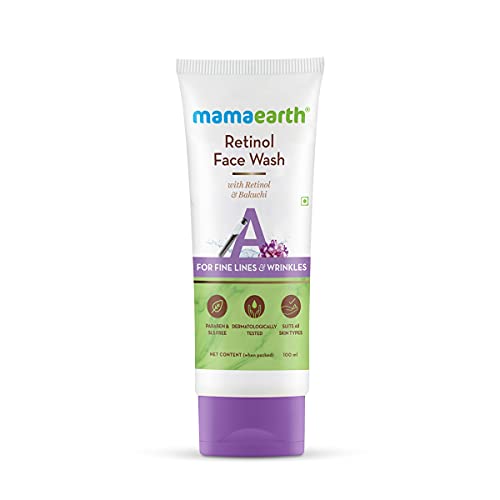 MAMAEARTH Retinol Face Wash - Reduces Fine Lines & Age Spots, Hydrates Skin - 3.38 Fl Oz