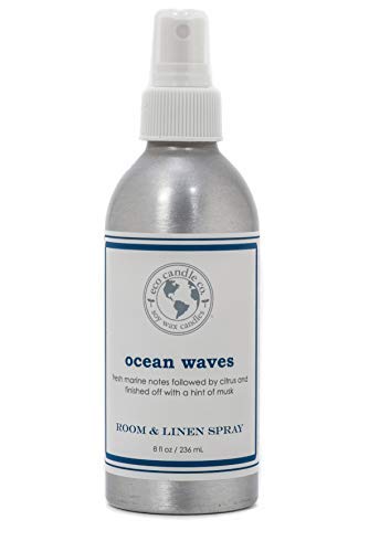 Eco Candle Co. Room & Linen Spray - Fresh Ocean Air, Natural Ingredients - 8oz Recycled Aluminum