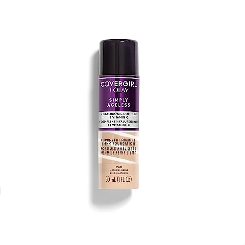 CoverGirl & Olay Foundation - Reduces Wrinkles, Hydrating Hyaluronic & Vitamin C - Natural Beige