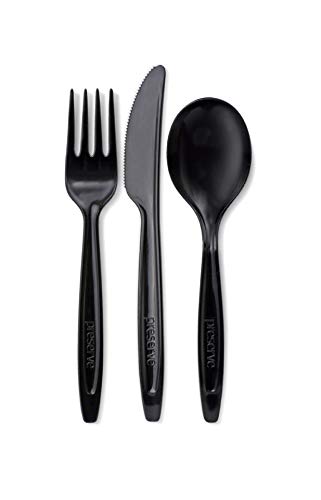 Preserve Recycled Plastic Cutlery Set - Durable, BPA-Free, B Corp Certified - 24 Count, Black