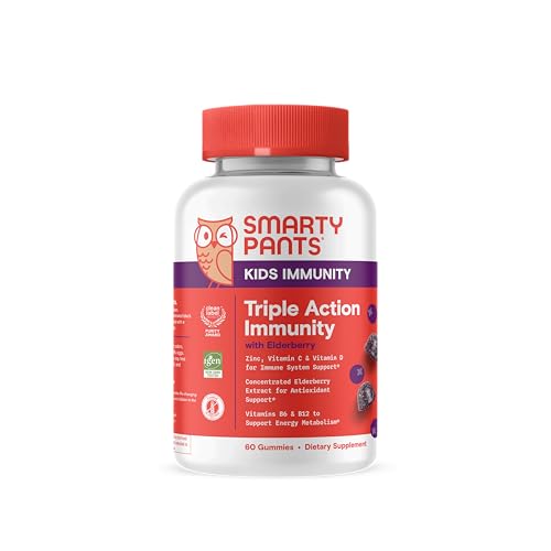 SmartyPants Kids Immune Defense Gummies - Supports Immunity with Elderberry, Zinc - 60 Count