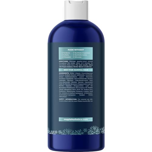 Maple Holistics Shampoo - Deep Cleansing for Hard Water Buildup, Hydrating Mint Oils - 12oz