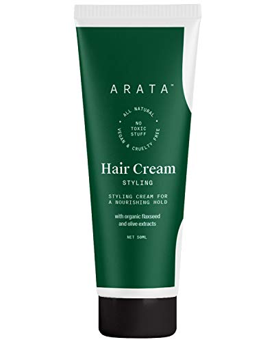 Arata Hair Styling Cream - Soft-Hold Matte Finish, Organic Flaxseed & Olive Oil - 1.7 Fl Oz