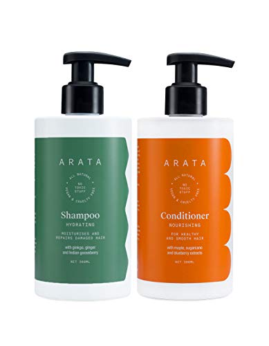 Arata Natural Shampoo & Conditioner Set - Hydrating, Nourishing, Vegan - 12oz Each