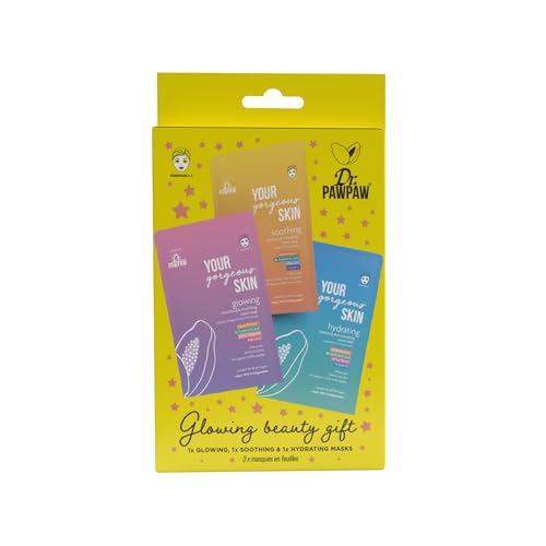 Dr.PAWPAW Glowing Beauty Sheet Mask Set - Hydrating, Soothing Care with PAPAYALURONIC™ - 3 Masks