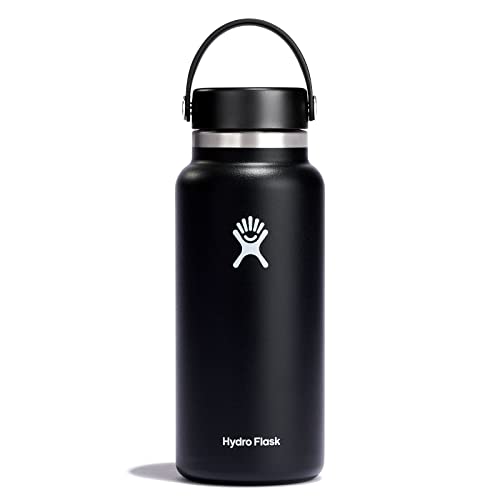 Hydro Flask Wide Flex Cap Water Bottle - Insulated, Leakproof, Pure Taste - 32oz Black