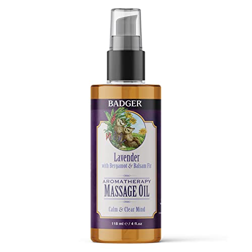 Badger Aromatherapy Massage Oil - Promotes Relaxation, USDA Certified Organic - 4 fl oz