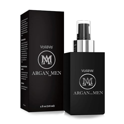 VoilaVe Organic Argan Oil for Men - Anti-Aging & Hair Growth, Nourishing Sandalwood Scent - 4oz