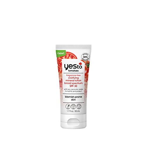 Yes To Tomatoes Mineral Sunscreen SPF 30 - Calms & Balances Oily Skin, Fragrance-Free - 1.7oz