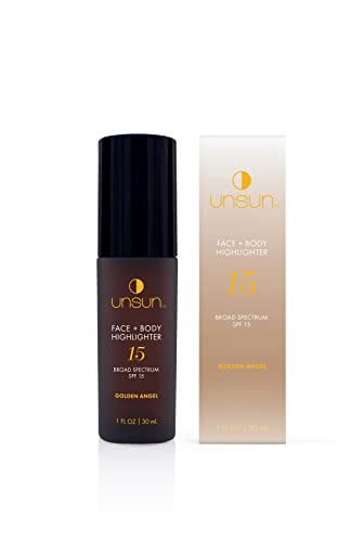 Unsun Mineral Highlighter with SPF 15 - Natural Glow & UV Protection - 1 Fl Oz, Golden Angel