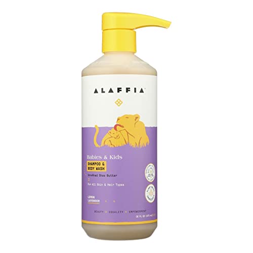 Alaffia Kids Shampoo & Body Wash - Gentle Lemon Lavender with Shea Butter, 16 Fl Oz