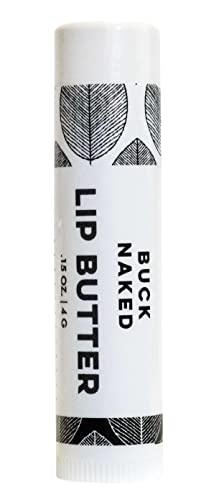 Buck Naked Lip Butter - Nourishing Organic Oils & Beeswax for Soft Lips - Unscented, 0.15oz