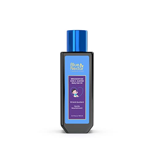 Blue Nectar Baby Hair Oil - Promotes Growth & Scalp Health, Nourishing 18 Herb Blend - 3.38 Fl Oz