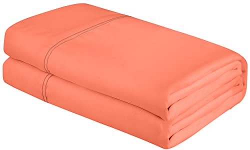 Royale Linens Full Size Flat Sheet - Ultra Soft, Breathable, OEKO-TEX Certified - Coral 81x96