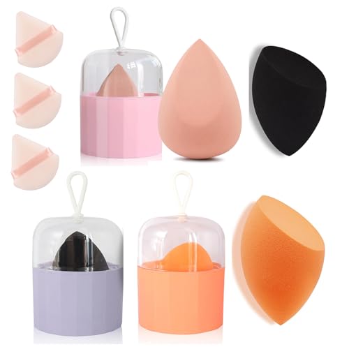 Makeup Sponge Blender Set - Precision Application, Latex-Free, Vegan - Includes Holder & Puffs