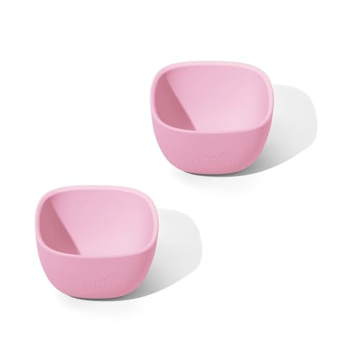 Avanchy Baby Feeding Bowls - Safe Silicone for Self-Feeding, Easy Grip, 4oz, Pink 2 Pack