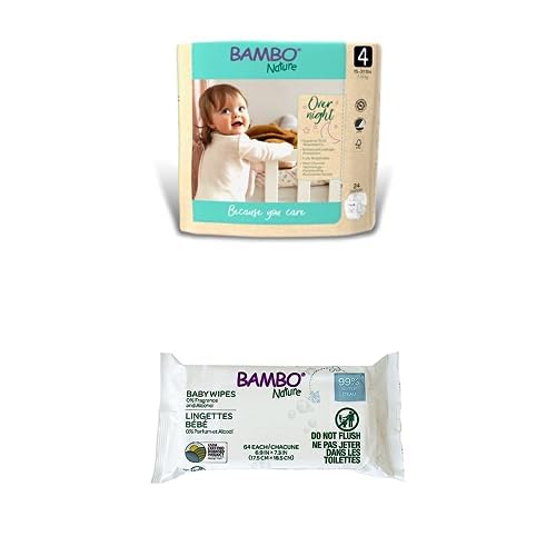 Bambo Nature Diapers & Wipes - Ultimate Comfort, Skin Safe, 99% Water Wipes - Size 4