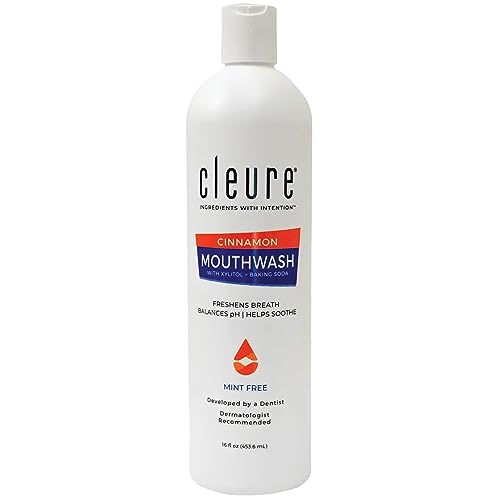 Cleure Mouthwash - Alcohol-Free, Fluoride-Free, Xylitol & Baking Soda, Cinnamon - 16oz