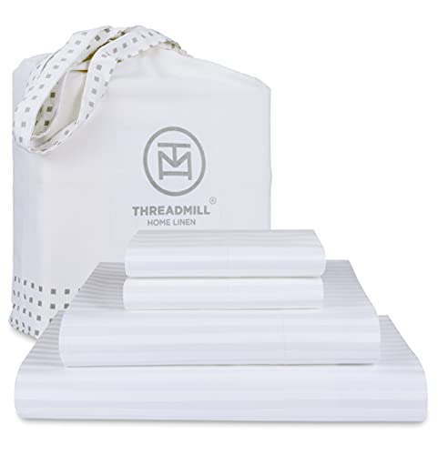 Threadmill 600 Thread Count Cotton Bed Sheet Set - Soft, Breathable, OEKO-TEX Certified - Full Size