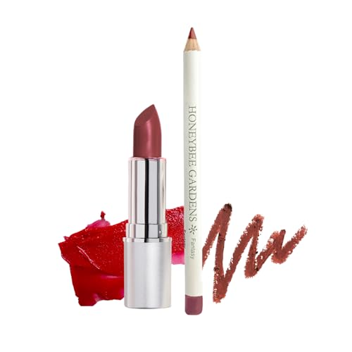 Honeybee Gardens Lipstick & Liner Bundle - Vegan, Gluten-Free, Signature Red & Berry - 2 Items