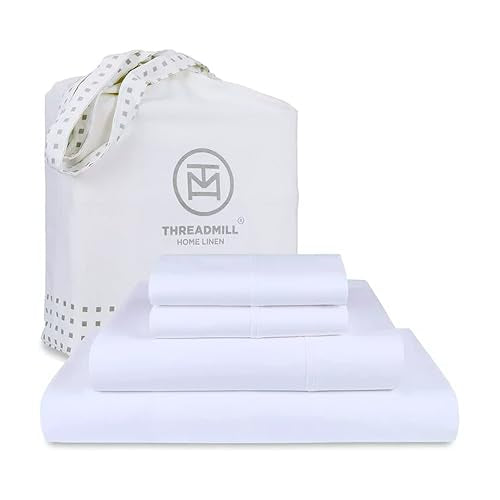 Threadmill Supima Cotton Sheet Set - Luxurious Softness, OEKO-TEX Certified - King Size, 4Pc