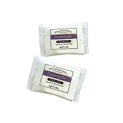 Pharmacopia Hotel Argan Oil Cleansing Bar - Hydrating Vegan Soap with Shea Butter - 1.05oz, 12 Pack