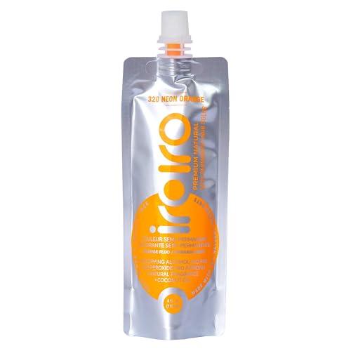 IROIRO Premium Natural Hair Dye - Vibrant Color, Nourishing Coconut Oil - 4oz Neon Orange