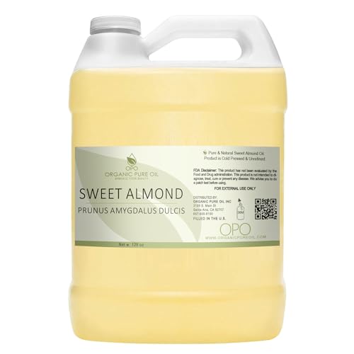 Organic Sweet Almond Oil - 100% Pure, Cold Pressed Moisturizer for Skin & Hair - 128oz