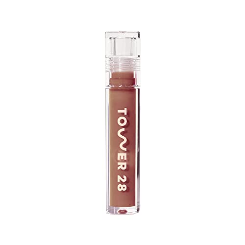 Tower 28 Lip Gloss - Milky Chocolate Brown, Moisturizing Oils, Vegan & Cruelty-Free - 0.19oz