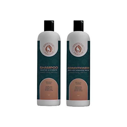 STRENGTH HAIR Shampoo & Conditioner Set - Nourishes, Promotes Growth, Jojoba & Rosemary - 8oz Each