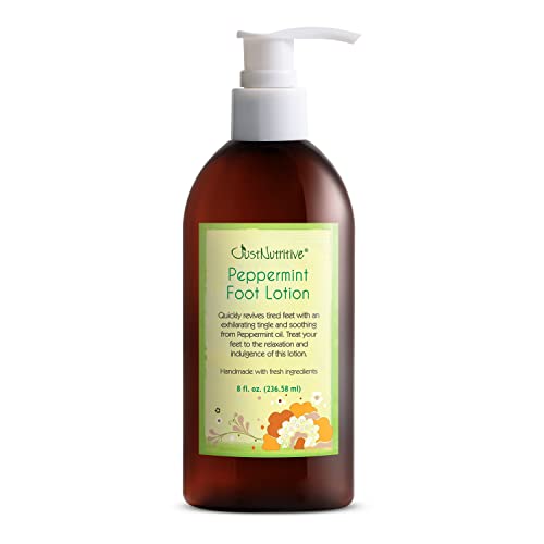 Just Nutritive Foot Lotion - Soothing Relief for Tired Feet, Moisturizing Peppermint Formula - 8oz