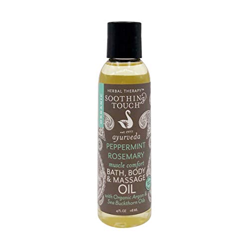 Soothing Touch Massage Oil - Relieves Sore Muscles, Nourishes Skin - Peppermint Rosemary, 4 Fl Oz