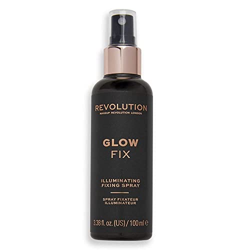 Makeup Revolution Glow Fix Illuminating Setting Spray - Hydrating, Vegan, Brightening - 3.38fl.oz