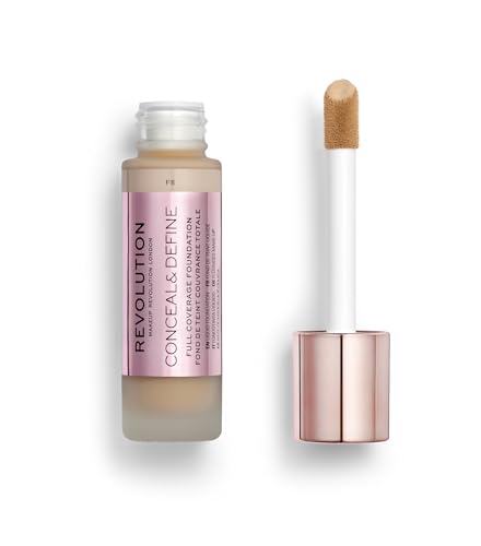 Revolution Beauty Foundation - Full Coverage, Oil-Free, Real-Skin Finish, Vegan - F8, 0.8 Fl.Oz.