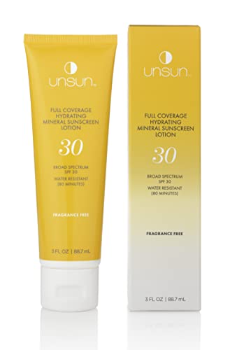 Unsun Mineral Body Sunscreen - Hydrating SPF 30, Fragrance-Free, Water-Resistant - 3 Fl Oz