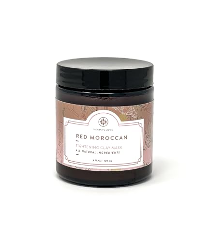 Dermaglove Red Moroccan Clay Face Mask - Tightens, Exfoliates, Pore Minimizer - 4oz Jar