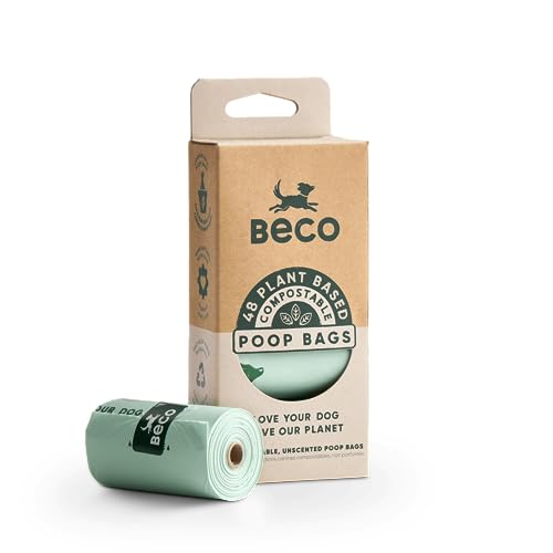 Beco Home Compostable Poop Bags - Leak-Proof, Biodegradable, Recycled Packaging - 48 Bags