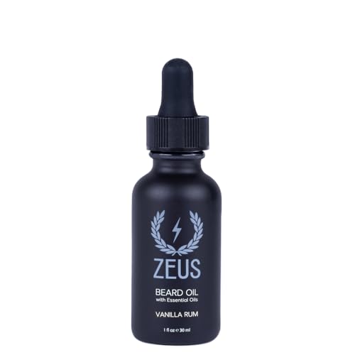 ZEUS Beard Oil - Softens & Conditions Facial Hair, All-Natural Ingredients - Vanilla Rum, 1 oz.