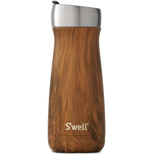 S'well Stainless Steel Traveler - Keeps Drinks Cold for 24H, Hot for 6H, 16oz, Teakwood