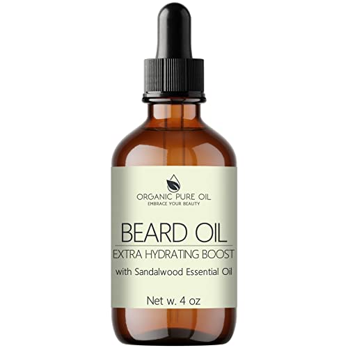 OPO Organic Beard Oil - Hydrating, Non-GMO, Vegan, Sandalwood Scent - 4 oz Facial Hair Conditioner