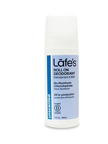 Lafe's Natural Deodorant - 24-Hour Protection, Vegan & Cruelty-Free, Unscented - 3oz Roll-On