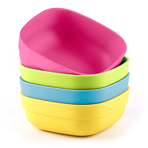 GET FRESH Kids Bowls Set - Melamine-Free, BPA-Free, Dishwasher Safe, 4-Pack Snack Bowls