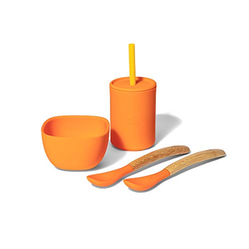 Avanchy Baby Gift Set - Mini Silicone Bowl & Cup, Bamboo Spoons - Safe, Easy-Clean Dishes