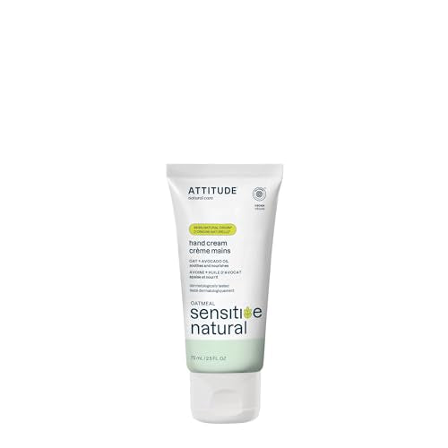 ATTITUDE Hand Cream for Sensitive Skin - Hydrating Oat & Avocado Oil, EWG Verified - 2.5 Fl Oz