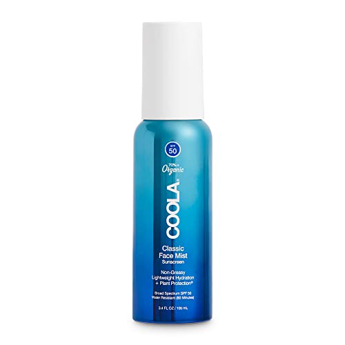 COOLA Organic Sunscreen SPF 50 Face Mist - Broad Spectrum, Vegan, Gluten Free - 3.4 Fl Oz