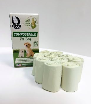 Hippo Sak Compostable Pet Bags - 100% Certified Compostable, Odor & Leak Resistant - 50 Count