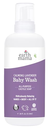 Earth Mama Body Wash - Calming Lavender for Sensitive Skin, Organic Ingredients - 34 Fl Oz